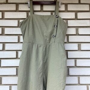 Le Chateau Khaki Green Linen Jumper / Romper